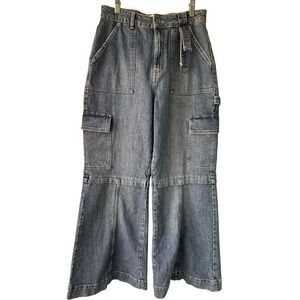 Social Tourist A&F Cargo Jeans Womens 11R W30 Ultra High Rise Wide Leg Baggy NEW